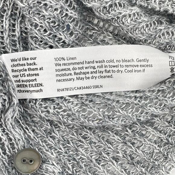 Eileen Fisher Women's Ribbed Open Knit 100% Linen Cardigan Sweater, Sz. Small - Picture 5 of 8